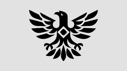 Obraz premium Regal Eagle Silhouette Spread Wings with Defined Feather Layers and Talons