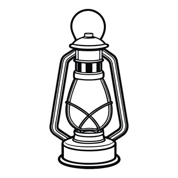 recommend clip art:  A vintage lantern, lamp line art vector illustration on white background.