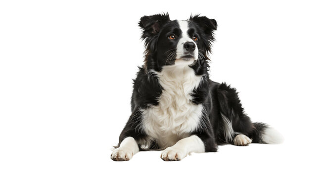 Border collie dog portrait cute pet animal canine breed domestic mammal pedigree purebred laying down isolated