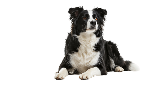 Border collie dog portrait cute pet animal canine breed domestic mammal pedigree purebred laying down isolated