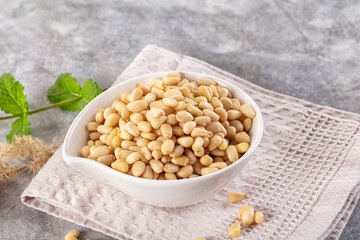 Cedar nut kernel in the bowl