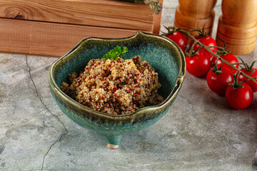 Boiled quinoa cereal in the bowl