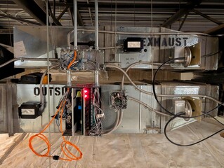 electric power supply. Air handler with fans .