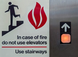 fire exit sign. Fire instructions 
