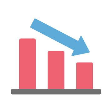 下降グラフのベクターイラスト：ビジネス損失・減少 - Downward Graph Vector Illustration: Business Loss and Decline