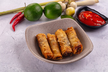 Stuffed Vietnamese Nem roll with meat