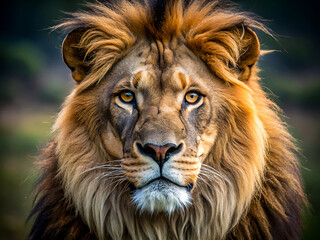 Naklejka premium Majestic Lion Portrait. The King of the Wild in Stunning Detail