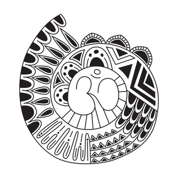 Om Aum Buddhist Symbol in Decorative Round Mandala Ornament. Sacred Mantra in Hinduism