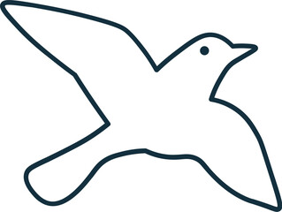 Hand drawn Flying Bird Outline Illustration