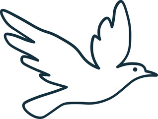 Hand drawn Flying Bird Outline Illustration