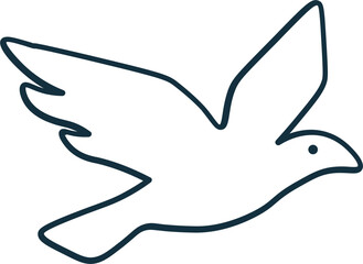 Hand drawn Flying Bird Outline Illustration