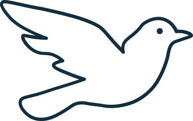 Hand drawn Flying Bird Outline Illustration