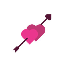 classic symbol of love and romance, featuring a heart pierced by an arrow.