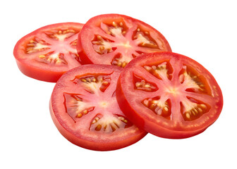 Freshly Sliced Red Tomatoes Isolated on White Background