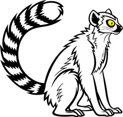 Obraz premium Stylized Illustration of a Ring-Tailed Lemur in Monochrome Design