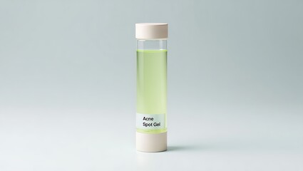 Light green acne spot gel in glass bottle