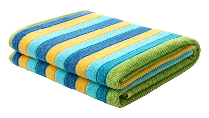  Folded Striped Beach Towel Isolated on White