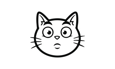 Neutral cartoon cat face vector icon