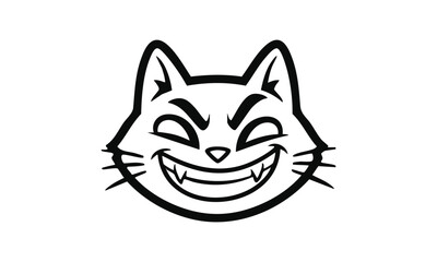 Obraz premium Evil grinning cartoon cat face vector