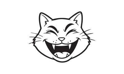 Laughing cartoon cat with big mouth open