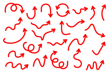 手描きの赤い矢印アイコンセット