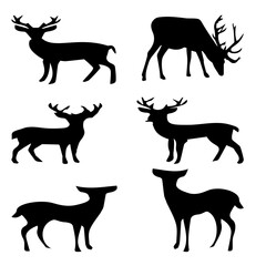 a set of deer vector icons, arts, image ang graphics. black deer illustrator image.
