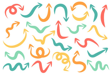 色んな方向を指しているカラーの矢印のアイコンセット