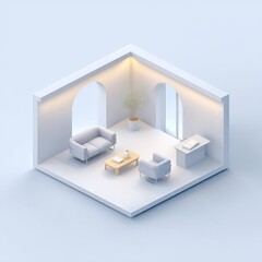 Minimalist 3D Isometric Quokka Office Render