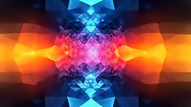 Abstract geometric kaleidoscope background animation with vibrant colors and patterns - Powered by Adobe