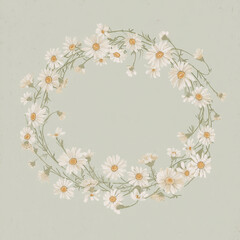 Obraz premium Daisy Wreath Frame: An elegant wreath of delicate daisies creates a charming frame, perfect for adding a touch of rustic elegance to your design projects.