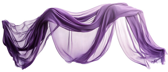 Flowing Purple Fabric In Wavy Motion Showing Delicate Transparency