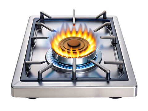 Powerful Gas Stovetop Burner: Intense Flame & Stainless Steel Design