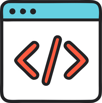 Web browser window with code symbols inside; perfect for web development, programming, technology concepts, software engineering, coding tutorials.
