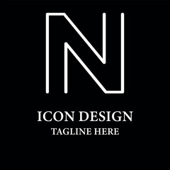 A white letter N is lit up in a black background