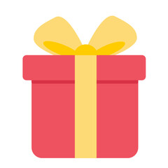 Red giftbox cartoon with yellow ribbon. Party decoration. Can be used for wallpaper and sticker