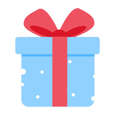 Light blue giftbox cartoon with red ribbon. Can be used for wallpaper and sticker