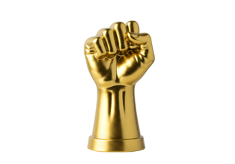 Golden Fist Sculpture isolated on transparent baackground