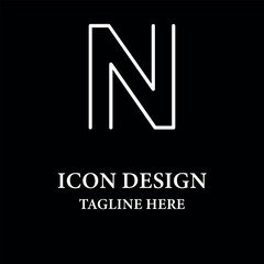 A black background with a white letter n icon logo design
