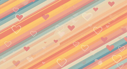 Colorful striped background with heart motif