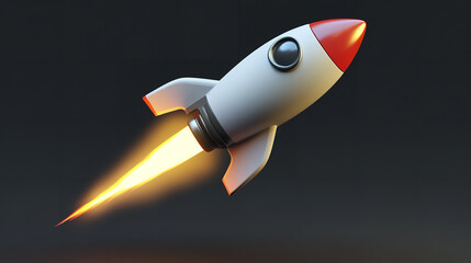 A vibrant cartoon rocket soaring into the unknown symbolizing dreams and innovation with dramatic