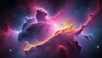 Obraz premium A captivating display of a vibrant nebula filled with swirling colors and bright stars.
