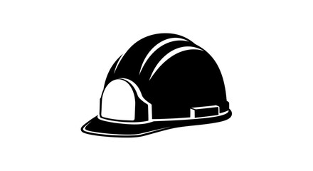 Fototapeta premium Black Hard Hat Vector Illustration for Construction and Safety Equipment on transparent Background