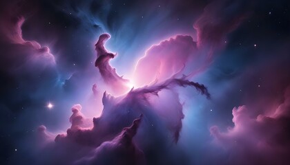 Obraz premium Gorgeous view of a nebula with swirling colors of pink and blue, filled with stars.