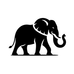 Fototapeta premium Elephant with Tusks Silhouette for Wildlife and Strength Design
