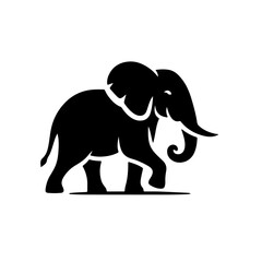 Obraz premium Elephant with Tusks Silhouette for Wildlife and Strength Design