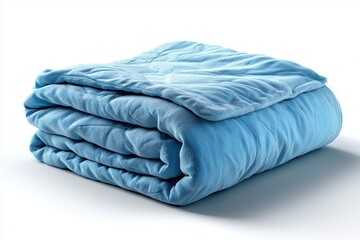 soft blue Bedspread isolated on white