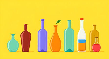 Colored bottles, Set of bottles, Bottle collection, Colorful bottles, Glass bottles, Transparent bottles, Decorative bottles, Rainbow bottles, Assorted bottles, Multicolor bottles, Plastic bottles, Vi