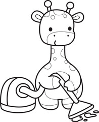 Outline of Cute giraffe animals with various activities.
Lineart of Funny sticker of Giraffe animal kids.