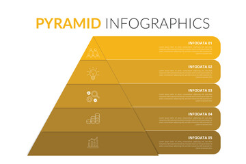 Vector pyramid up arrows infographic, diagram chart, triangle graph presentation. Business timeline concept with 5 parts