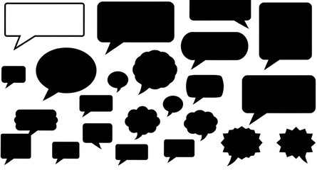 Speech bubble silhouette, Chat bubble icon, Talk bubble silhouette, Dialogue balloon, Comic bubble icon, Message bubble silhouette, Text bubble icon, Blank speech bubble, Outline speech balloon, Conve